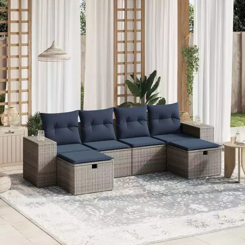 vidaXL Salon de jardin 6 pièces avec coussins en résine tressée, plusieurs couleurs et modèles