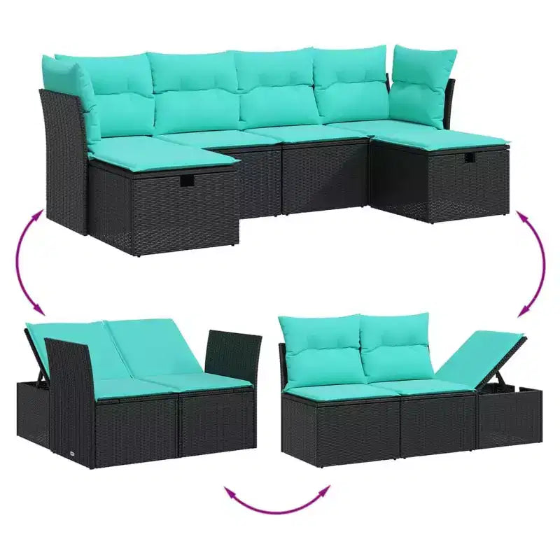 vidaXL Salon de jardin 6 pièces avec coussins en résine tressée, plusieurs couleurs et modèles