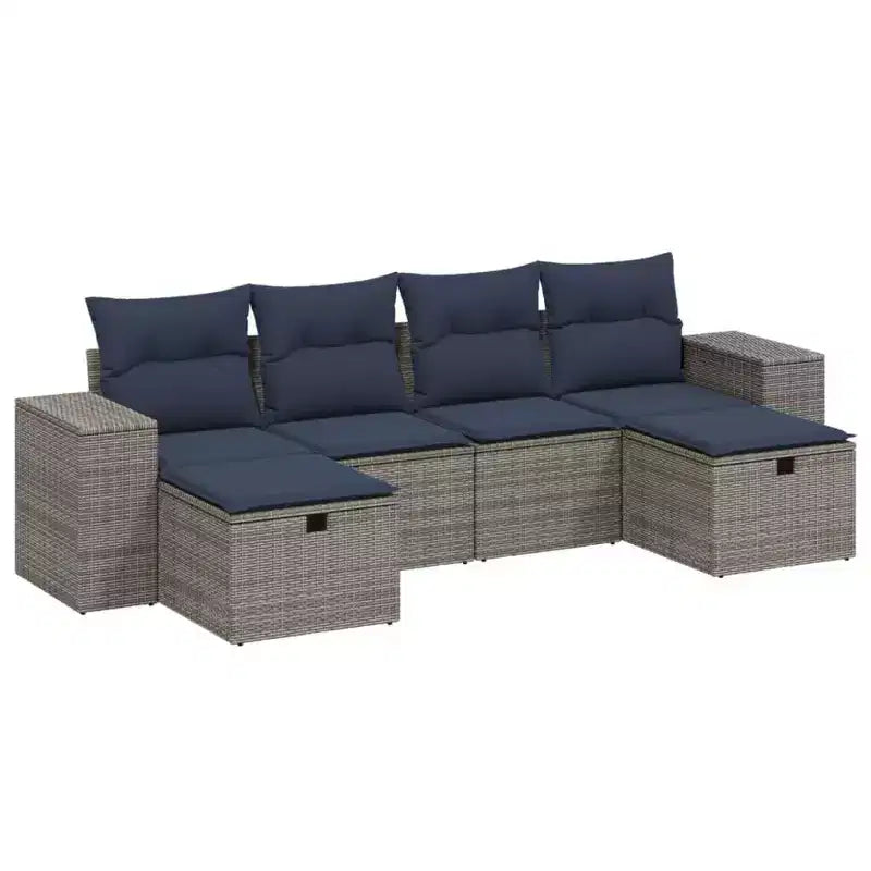 vidaXL 6 Piece Patio Sofa Set with Cushions Poly Rattan, Multiple Colors and Models