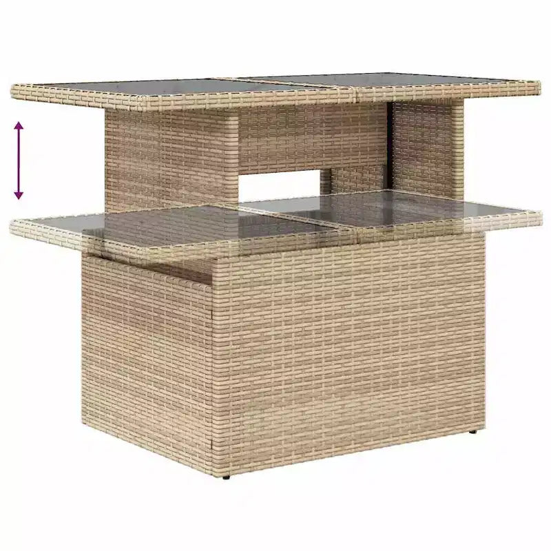 vidaXL Salon de jardin 6 pièces avec coussins, en résine tressée, modulable, table réglable, plusieurs couleurs