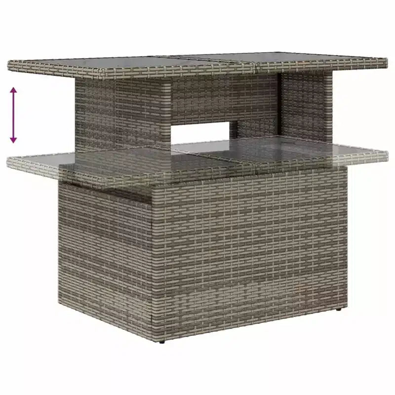 vidaXL Salon de jardin 6 pièces avec coussins, en résine tressée, modulable, table réglable, plusieurs couleurs