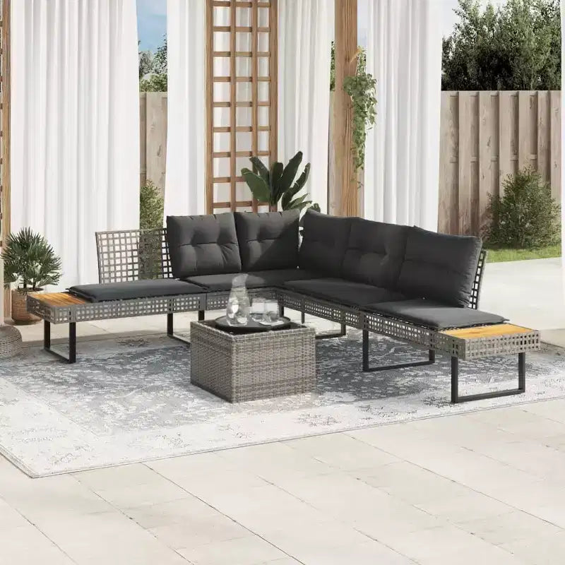 vidaXL Ensemble de canapés de jardin 2 pièces avec coussins en poly rotin et verre