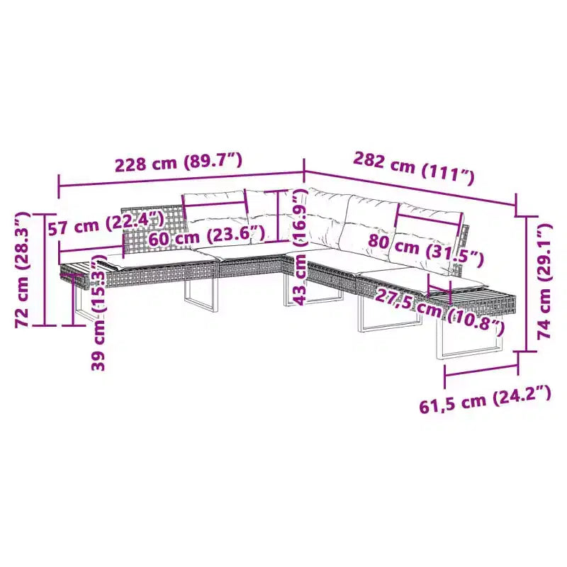 vidaXL Ensemble de canapés de jardin 2 pièces avec coussins en poly rotin et verre