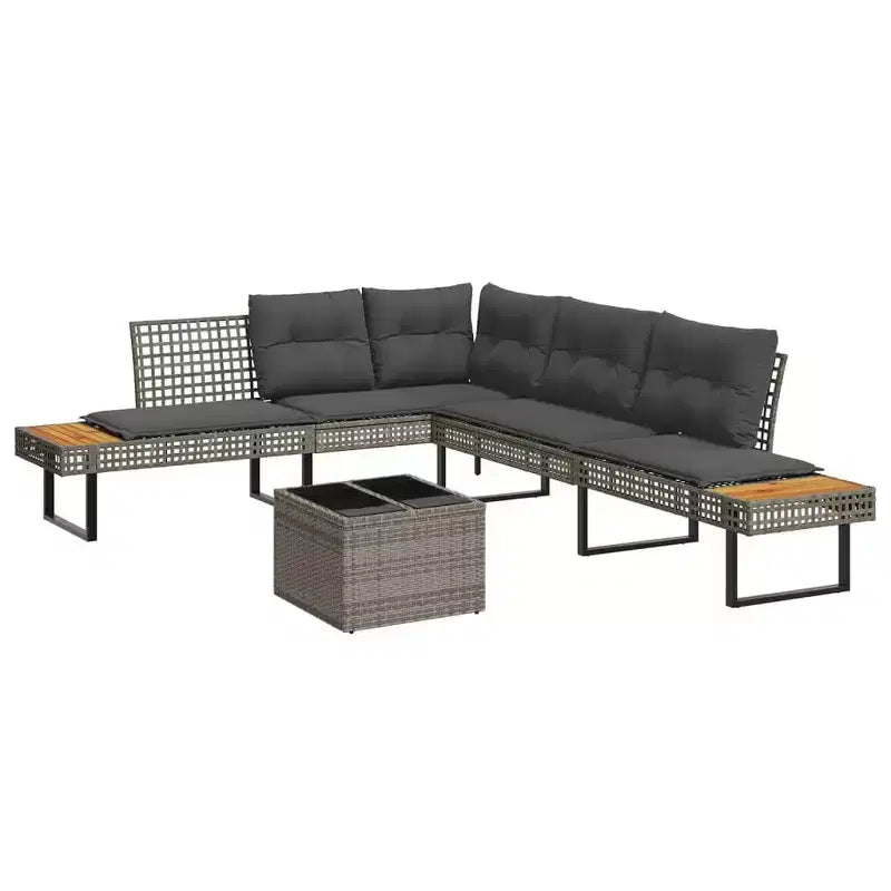 vidaXL 2 Piece Patio Sofa Set with Cushions Outdoor Garden Poly Rattan and Glass