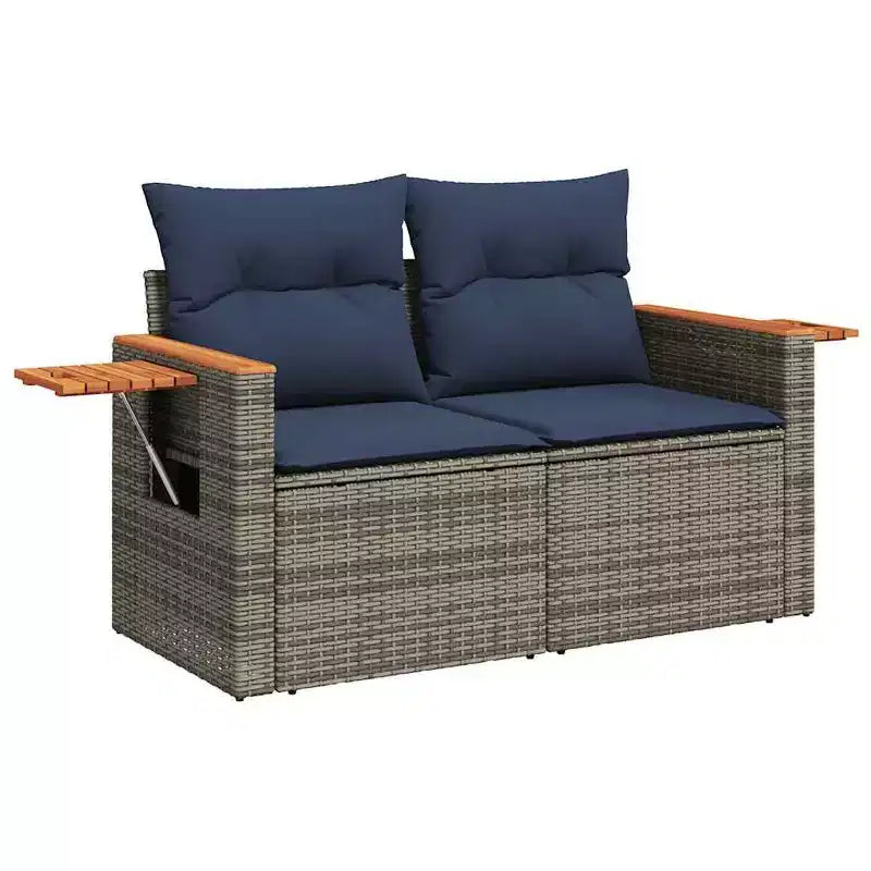 vidaXL Ensemble de canapés de jardin 9 pièces avec coussins résine tressée gris (États-Unis seulement)