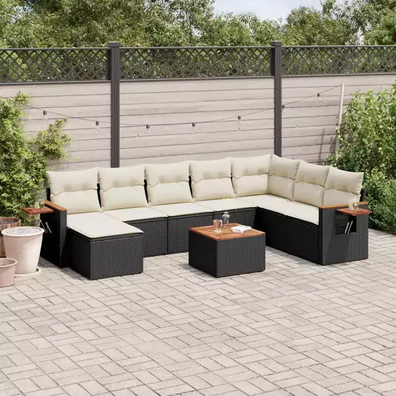 vidaXL Ensemble de canapés de jardin 9 pièces avec coussins résine tressée gris (États-Unis seulement)