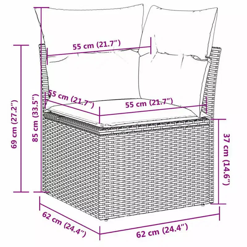 vidaXL Ensemble de canapés de jardin 9 pièces avec coussins résine tressée gris (États-Unis seulement)