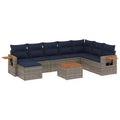 vidaXL 9 Piece Patio Sofa Set with Cushions Grey Poly Rattan (US only)
