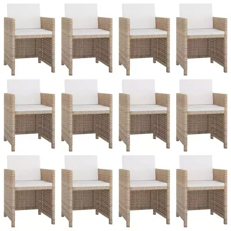 vidaXL Ensemble de salle à manger d'extérieur avec coussins, table et chaises, 13 pièces, en résine tressée