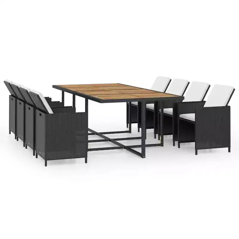 vidaXL Patio Dining Set with Cushions Table and Chairs 13 Piece Poly Rattan