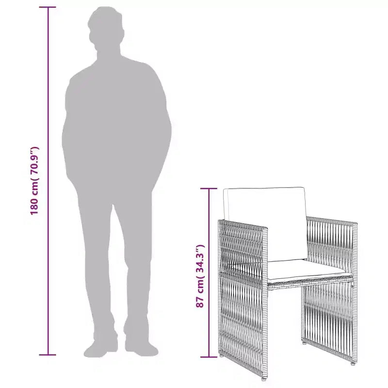 vidaXL Ensemble repas de jardin 7 pièces en résine tressée avec coussins Marron/Gris/Noir