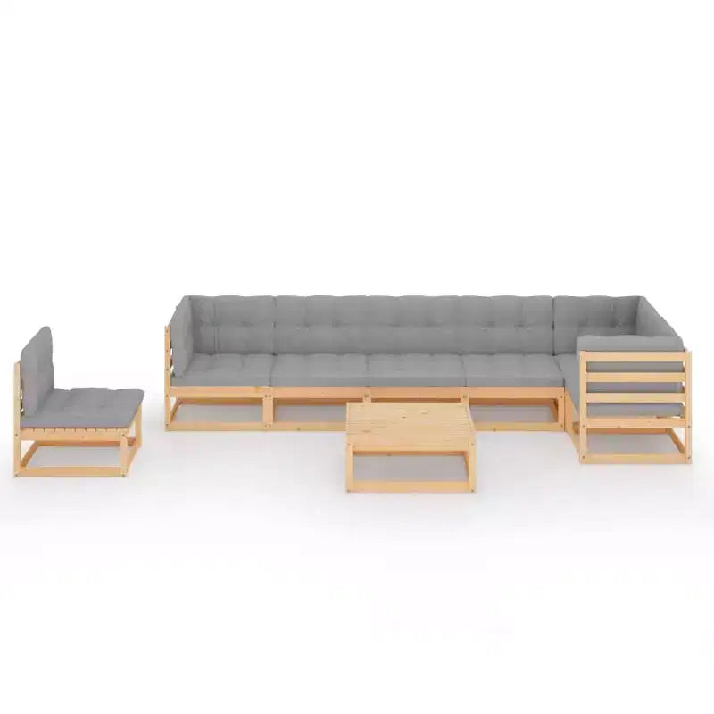 vidaXL Salon de jardin 8 pcs avec coussins Bois de pin massif Blanc Oui