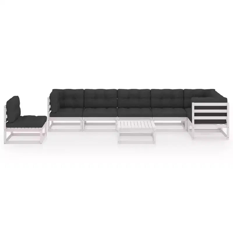 vidaXL Salon de jardin 8 pcs avec coussins Bois de pin massif Blanc Oui