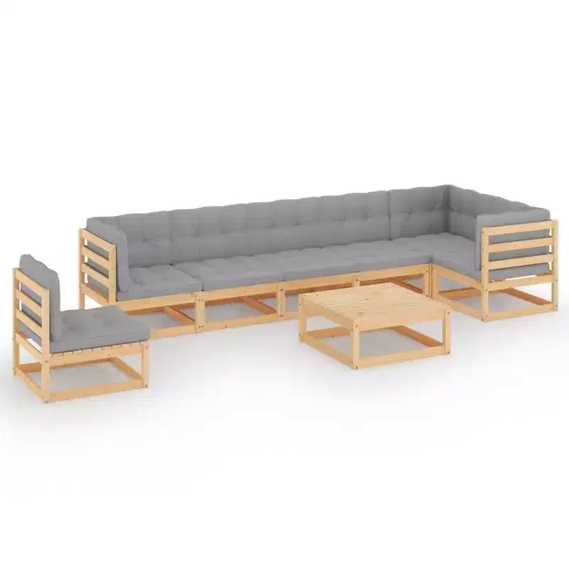 vidaXL Salon de jardin 8 pcs avec coussins Bois de pin massif Blanc Oui