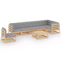 vidaXL Salon de jardin 8 pcs avec coussins Bois de pin massif Blanc Oui
