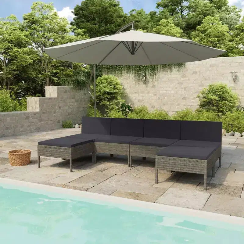 vidaXL Ensemble de canapés de jardin, canapé d'angle d'extérieur avec coussins, résine tressée