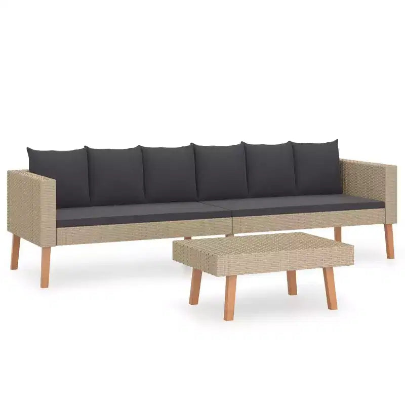 vidaXL Ensemble de canapés de jardin, canapé d'angle d'extérieur avec coussins, résine tressée