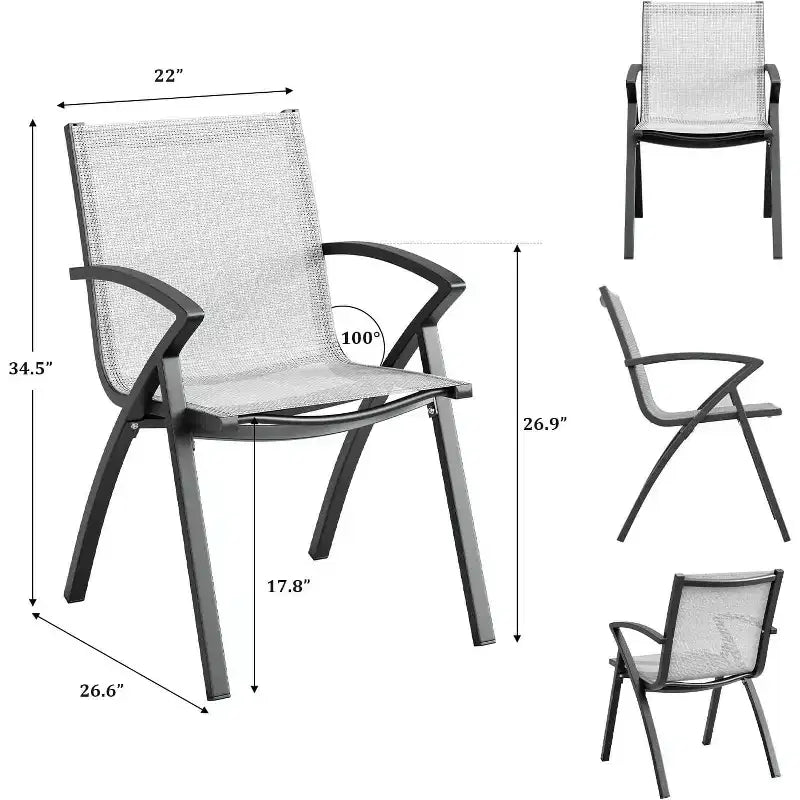COZONY Chaises de patio en aluminium, cadre léger 100% réglable, dossier large, accoudoirs pour jardin, camping, piscine, plage, terrasse