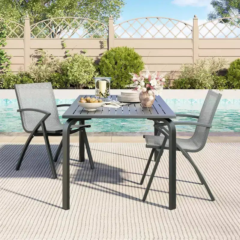 COZONY Chaises de patio en aluminium, cadre léger 100% réglable, dossier large, accoudoirs pour jardin, camping, piscine, plage, terrasse