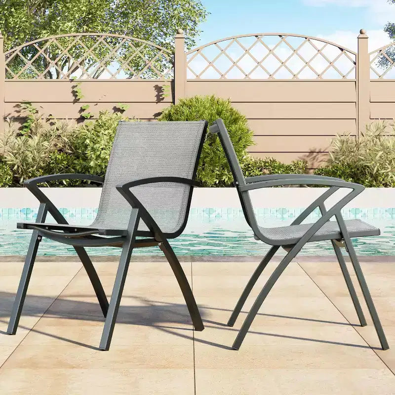 COZONY Chaises de patio en aluminium, cadre léger 100% réglable, dossier large, accoudoirs pour jardin, camping, piscine, plage, terrasse