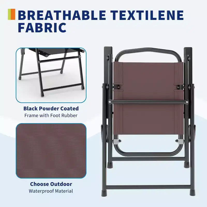 COZONY Salon de jardin 4 personnes, 6 pièces de mobilier d'extérieur 4 chaises pliantes Table plateau en verre trempé pour jardin, terrasse, piscine