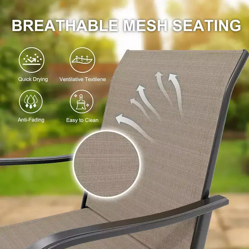 Ensemble de bar pivotant COZONY pour terrasse, table de bar haute d'extérieur, chaises pivotantes, table en verre, tissu tout temps pour terrasse