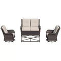 Ensemble de salon d'extérieur 4 pièces UPTIOT avec chaises berçantes pivotantes, canapé double et table rectangulaire