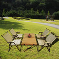 Multifunctional Foldable Portable Dining Set, 1 Dining Table, 4 Folding Chairs, Indoor Outdoor Wooden Camping Picnic Table for Garden Patio