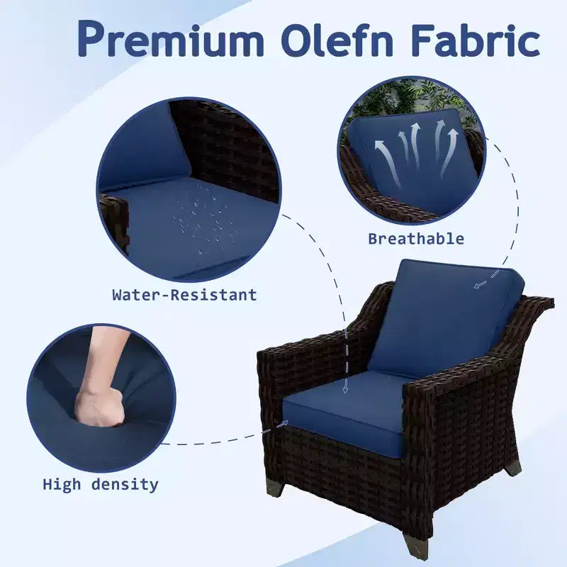 UPTIOT Salon de jardin 6 pièces avec deux canapés 3 places, deux fauteuils et deux ottomans