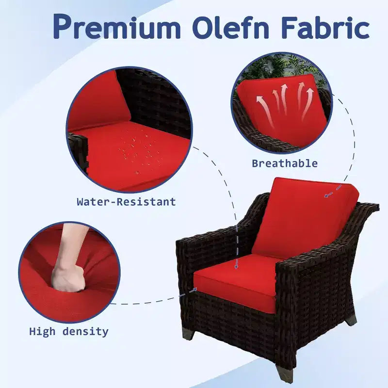 UPTIOT Salon de jardin 6 pièces avec deux canapés 3 places, deux fauteuils et deux ottomans
