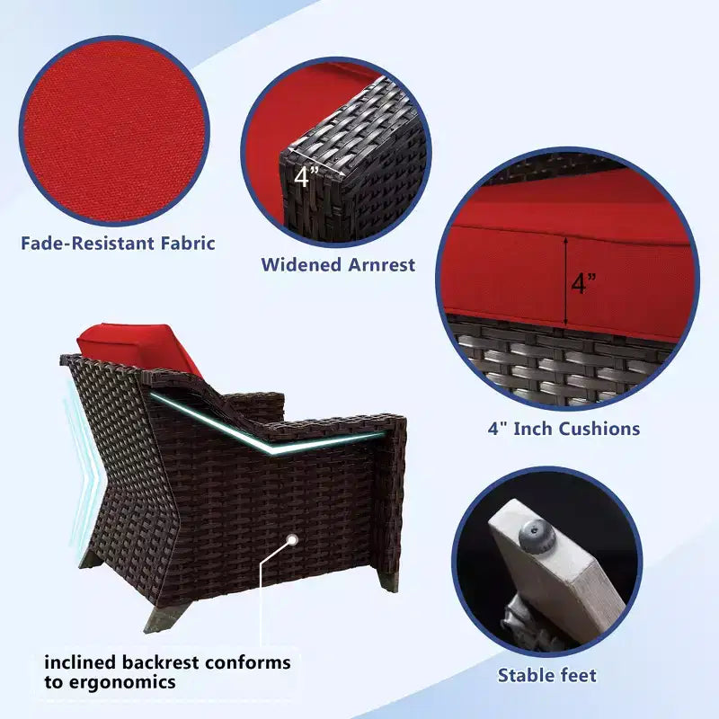 UPTIOT Salon de jardin 6 pièces avec deux canapés 3 places, deux fauteuils et deux ottomans