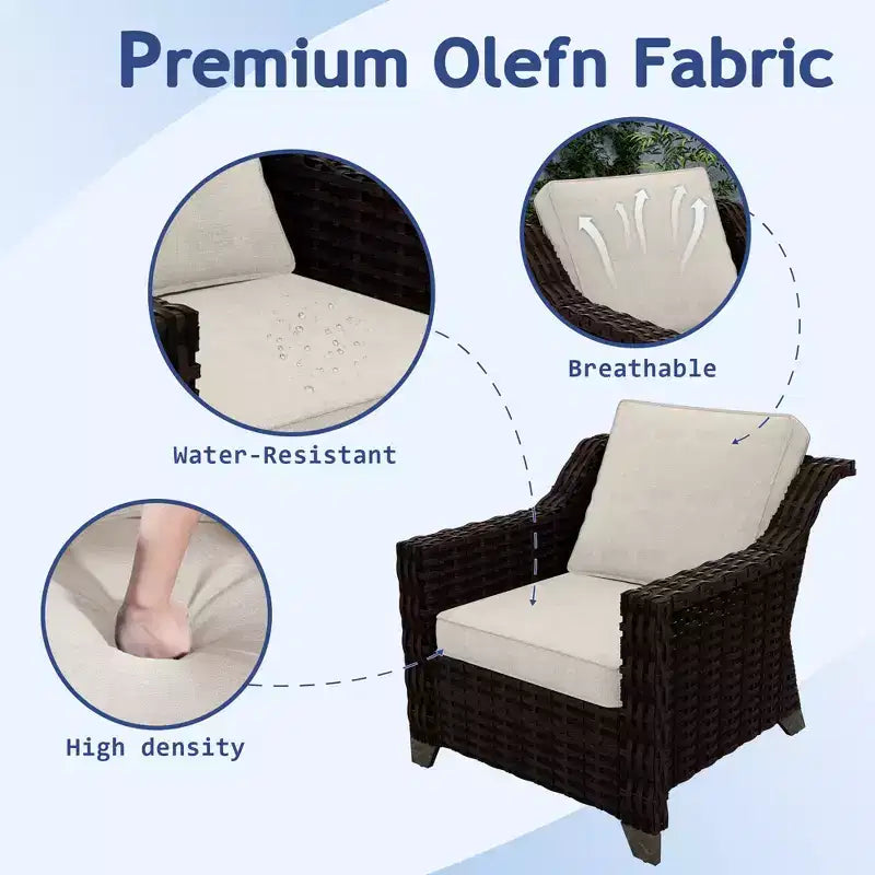 UPTIOT Salon de jardin 6 pièces avec deux canapés 3 places, deux fauteuils et deux ottomans