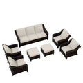 UPTIOT 6-Piece Outdoor Patio Set with Two 3-Seat Sofas, Two Chairs & Two Ottomans