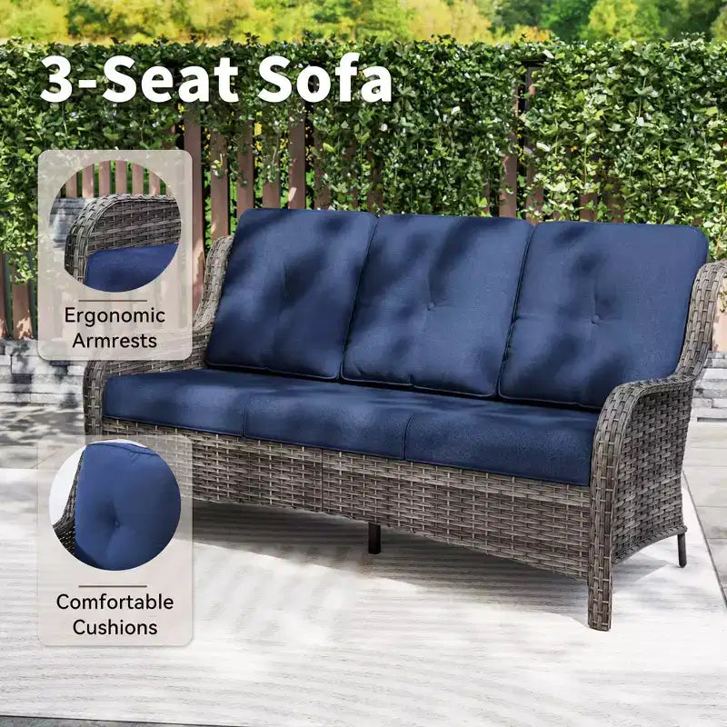 Ensemble de brasero d'extérieur UPTIOT 7 pièces tout temps avec canapé 3 places, fauteuils et table