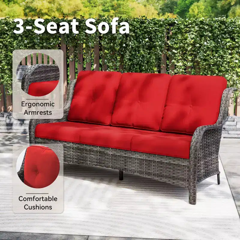 Ensemble de brasero d'extérieur UPTIOT 7 pièces tout temps avec canapé 3 places, fauteuils et table