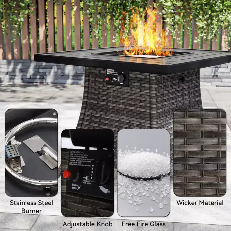 UPTIOT 7-Piece All-Weather Outdoor Fire Pit Set with 3-Seat Sofa, Chairs & Table