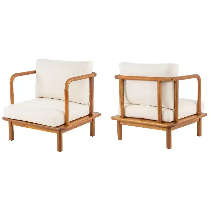 Christopher Knight Home Isamu Ensemble de conversation moderne 4 pièces en bois d'acacia avec coussins