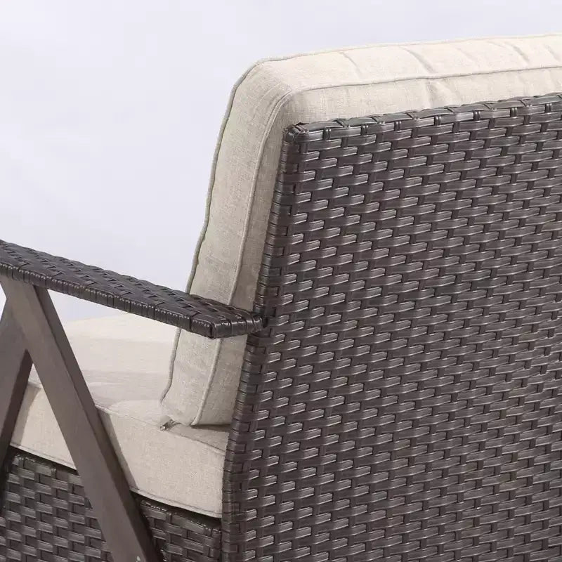Ensemble de sièges d'extérieur UPTIOT 5 pièces : canapé 3 places, 2 fauteuils pivotants à bascule et 2 poufs pour un confort optimal sur votre terrasse