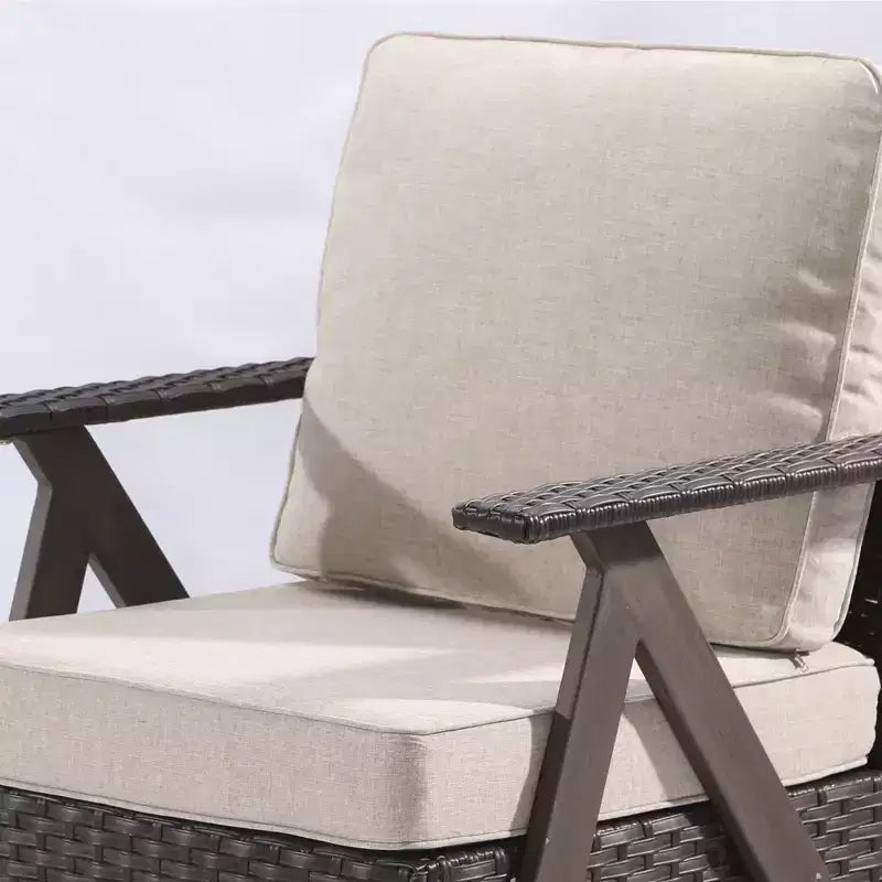 Ensemble de sièges d'extérieur UPTIOT 5 pièces : canapé 3 places, 2 fauteuils pivotants à bascule et 2 poufs pour un confort optimal sur votre terrasse