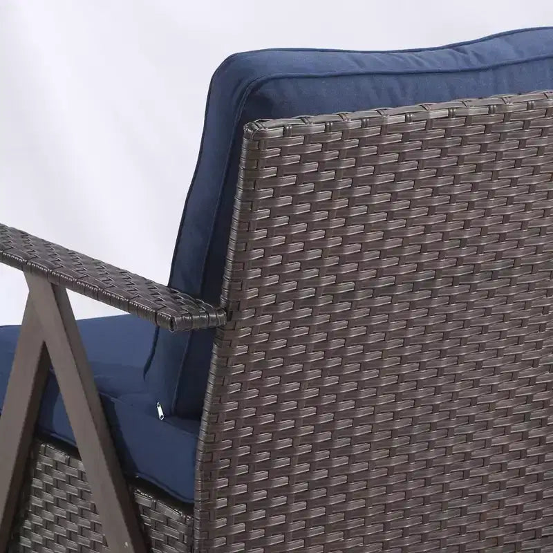Ensemble de sièges d'extérieur UPTIOT 5 pièces : canapé 3 places, 2 fauteuils pivotants à bascule et 2 poufs pour un confort optimal sur votre terrasse