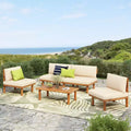 Christopher Knight Home Emma Modern 4 Piece Outdoor Acacia Wood Sofa Set with Thick Cushions