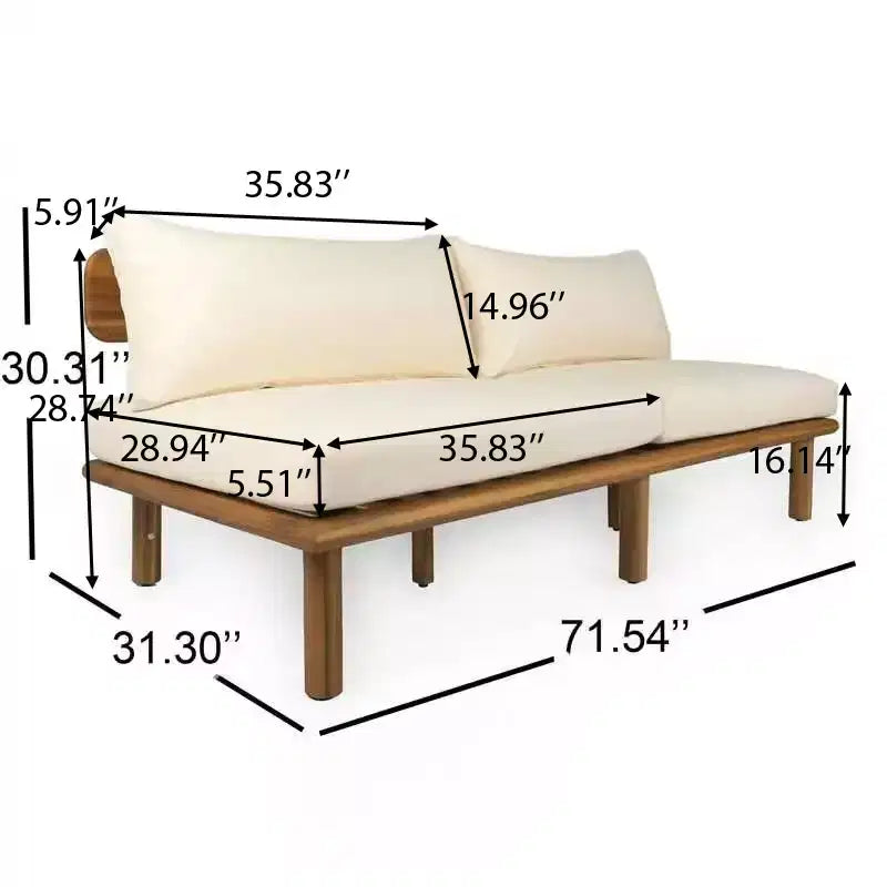 Ensemble de canapé d'extérieur moderne 4 pièces en bois d'acacia avec coussins épais Christopher Knight Home Emma