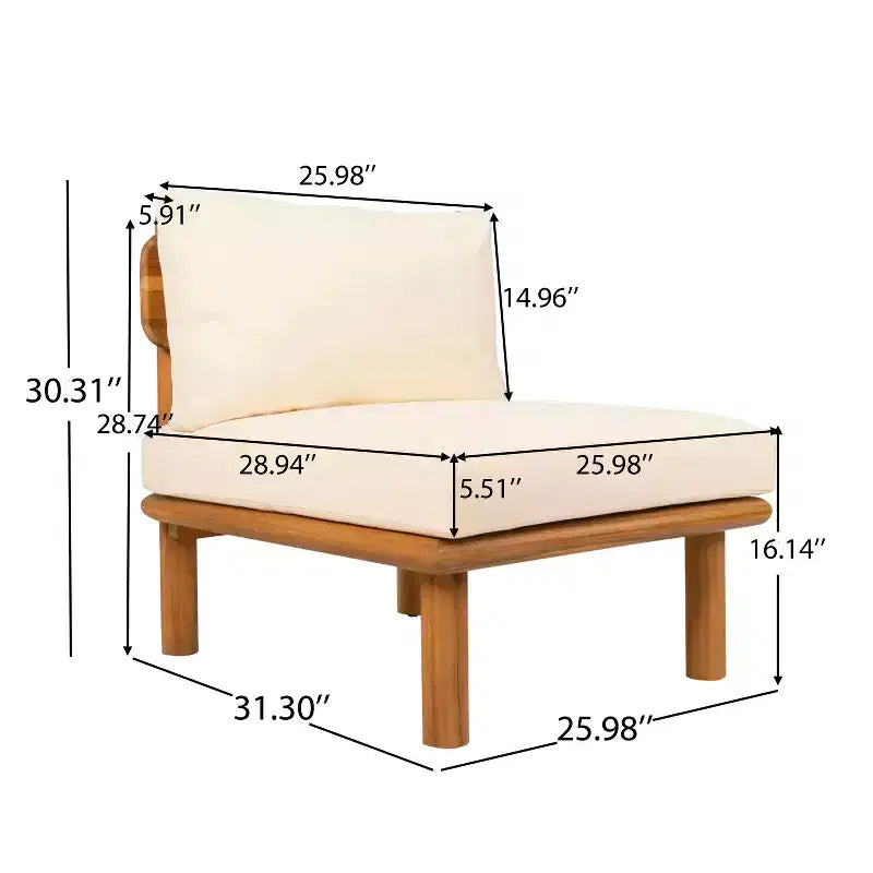 Ensemble de canapé d'extérieur moderne 4 pièces en bois d'acacia avec coussins épais Christopher Knight Home Emma