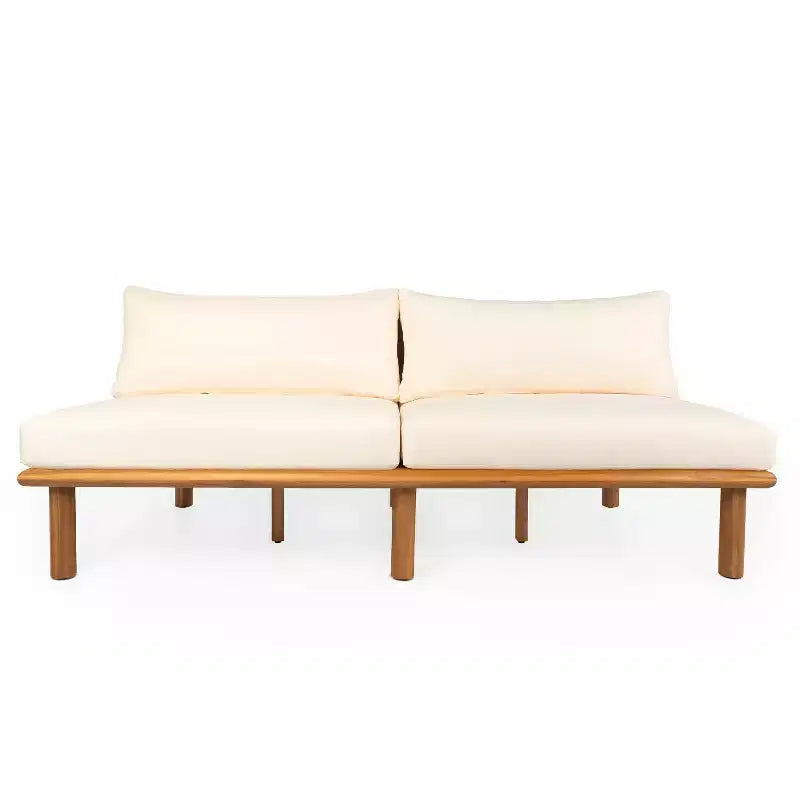 Ensemble de canapé d'extérieur moderne 4 pièces en bois d'acacia avec coussins épais Christopher Knight Home Emma
