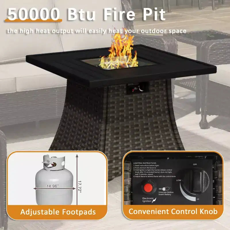 Ensemble d'extérieur ultime 6 pièces UPTIOT avec brasero de 50 000 BTU et fauteuils pivotants à bascule