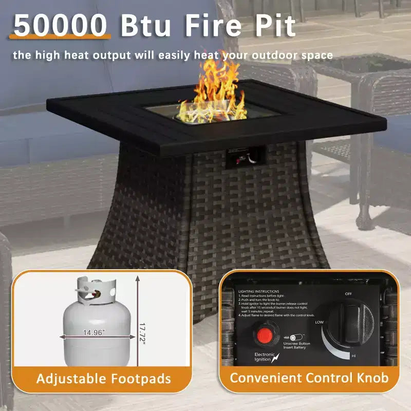 Ensemble d'extérieur ultime 6 pièces UPTIOT avec brasero de 50 000 BTU et fauteuils pivotants à bascule