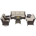 UPTIOT Ultimate 6-Piece Outdoor Set with 50,000BTU Fire Pit & Swivel Rockers