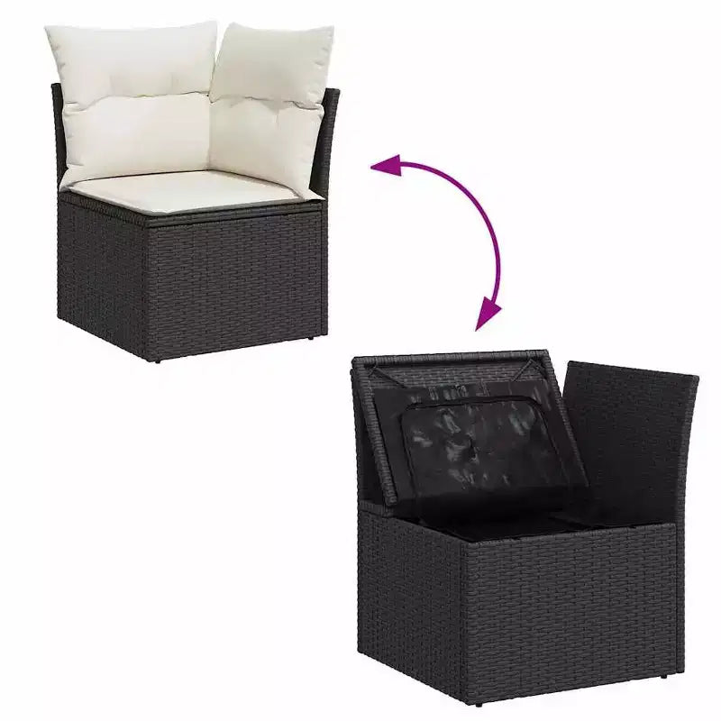 vidaXL Salon de jardin avec coussins 9 pièces résine tressée