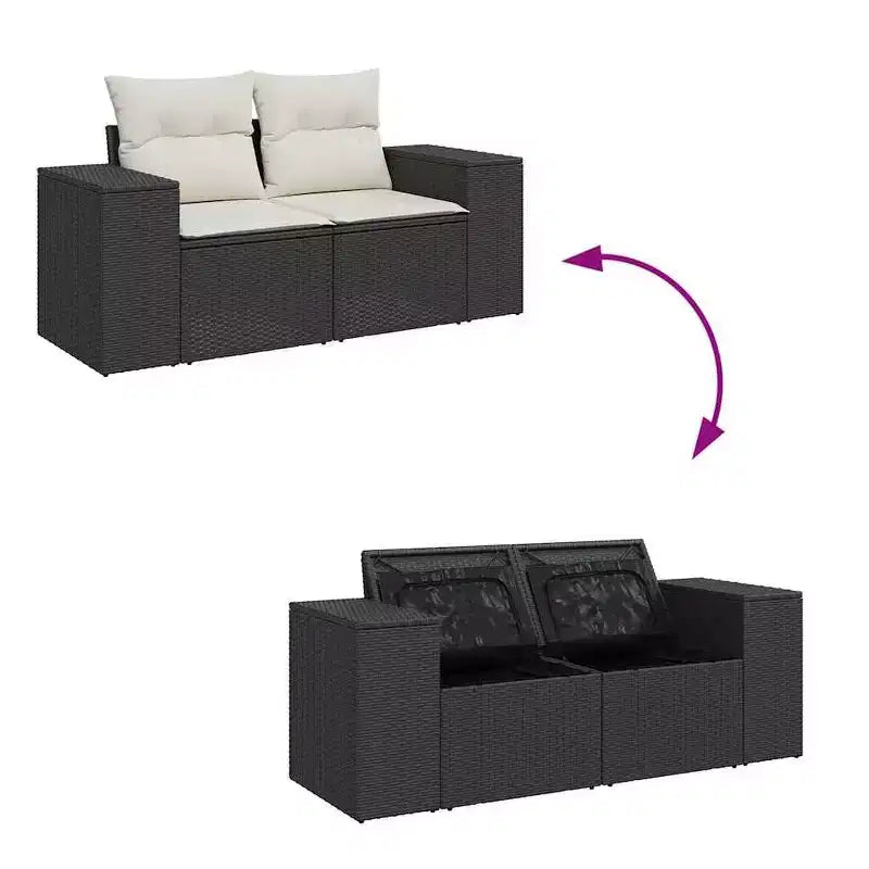 vidaXL Salon de jardin avec coussins 9 pièces résine tressée