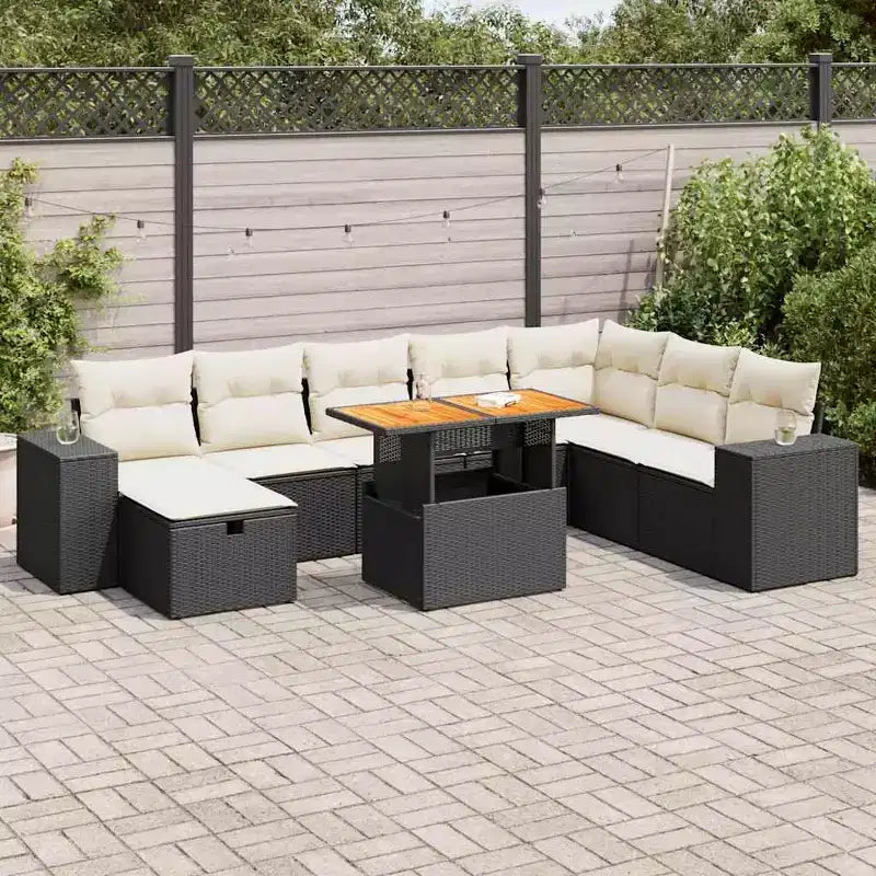 vidaXL Salon de jardin avec coussins 9 pièces résine tressée